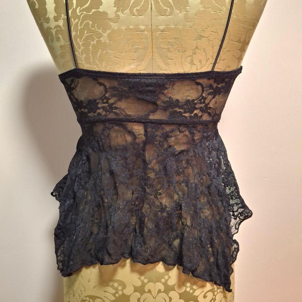 Hot Topic Just Polly Black lace cami top goth festival whimsygoth fairy Y2K - Picture 4 of 7